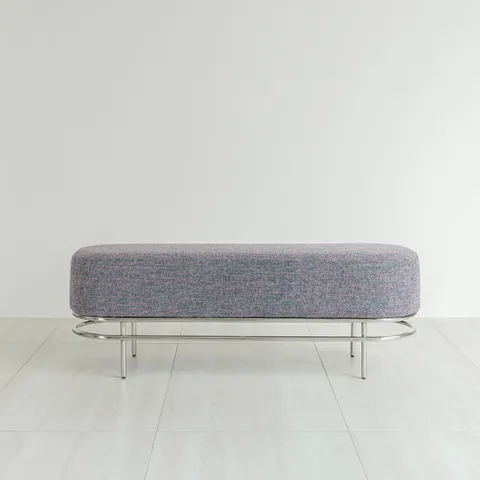 [무케] 지베누어_툴리 벤치 1600 (핑크 위빙) 6인 식탁 거실 의자 고급 철제