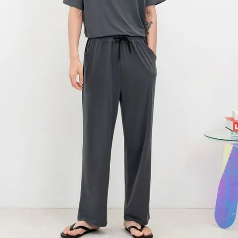 데일리 남자 아이스 바지 와이드 팬츠 허리밴딩 바지