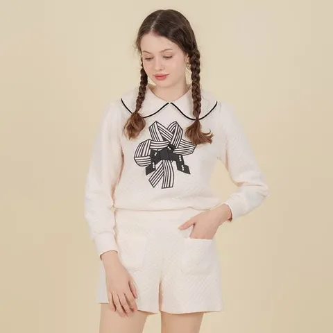 [지니골프]둥근카라 맨투맨 투포켓 골프반바지 세트