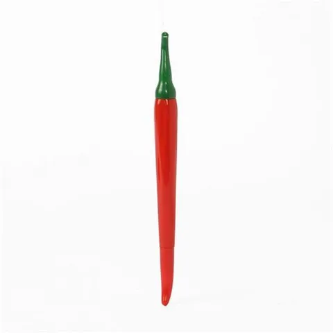 행사선물펜 빨간 고추 디자인 중성 검정 뚜껑볼펜 선물펜0.5mmX10