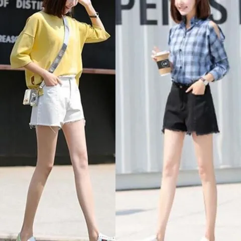 반바지 언발 A라인 여자핫팬츠 핫팬츠 밑단 숏 데미지