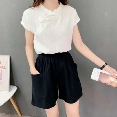 5부 여자반바지 반바지하이웨스트 반바지 린넨팬츠 빅