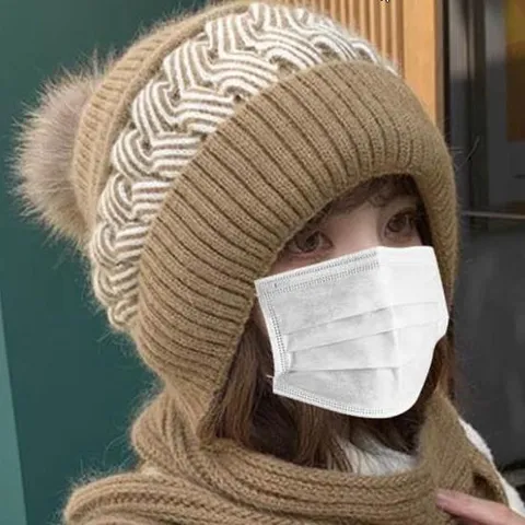 [리더스][리더스] 일체형 모자 클래식한 꽈배기 짜임 포인트 햇