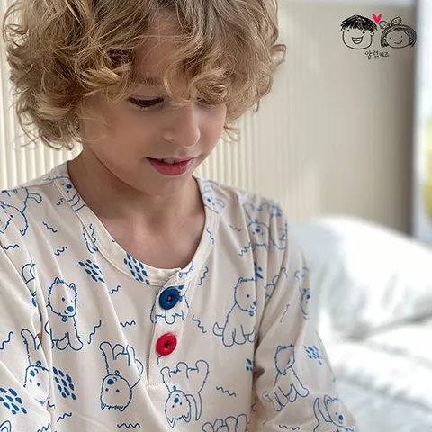 (무료배송) 우리집뽀삐 피치웜 주니어 아동 초등 키즈 어린이 잠옷 내의 실내복