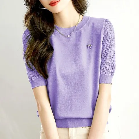 [헬리꽁땡]2종세트 엘렌 썸머니트 여성여름니트티 여성조끼 니트가디건 티블라우스 반팔니트