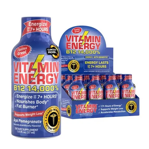 비타민 에너지 B12 14 -000% 보충제 - 아사이 석류 - 54.7g (12병)
