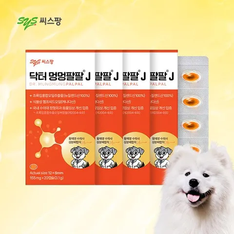 [씨스팡] 닥터 멍멍팔팔 J 4박스(80캡슐) 반려견 관절 종합 영양제 초록입홍합오일 햄