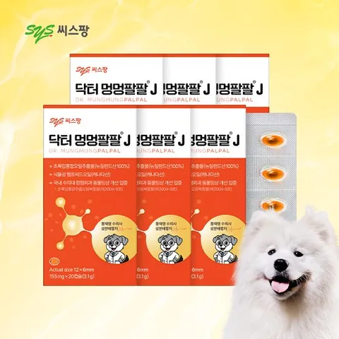 [씨스팡] 닥터 멍멍팔팔 J 6박스(120캡슐) 반려견 관절 종합 영양제 초록입홍합오일 햄