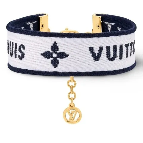 25 FW 루이비통 LV Buddy 버디 다크블루 캔버스 브라스 브레이슬릿