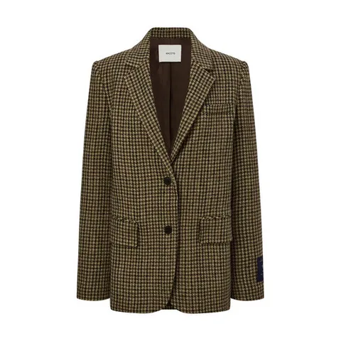 [헤지스]헤지스 여성 [울100%] 베이지 체크 문트위드 자켓 HSJA4