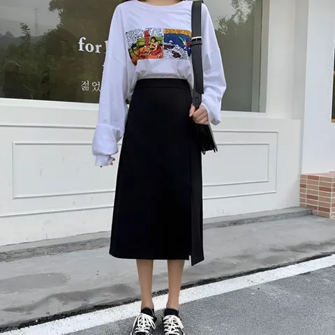 [오너클랜]인기상품 여름치마 여자 롱 허리밴딩 밑단 트임 사이