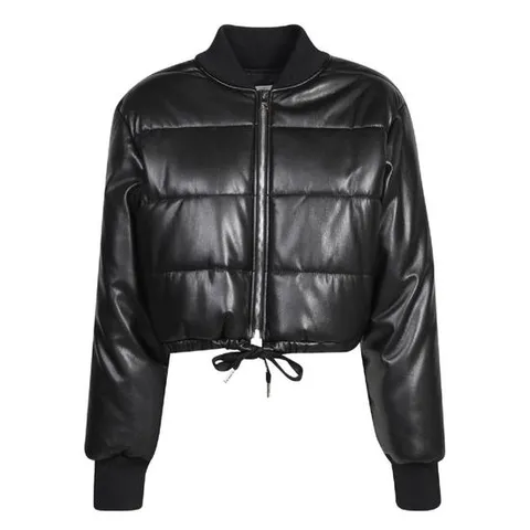 23FW Msgm This 자켓 from is made of quilted faux 레더 features a 봄버 silhouette with a functional 로고 drawstring at the hem for a hybrid finish 3541MDH1823760