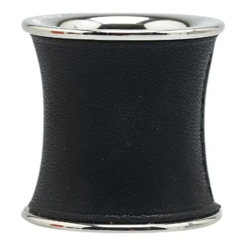 [패피스 중고명품] 에르메스 블랙 실버 가죽 메탈 원통형 스카프 링 (W-JW-HER-005064)