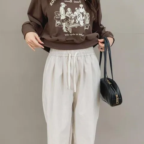 여성 하렘핏 일상용 드로우코드 원컬러 바지