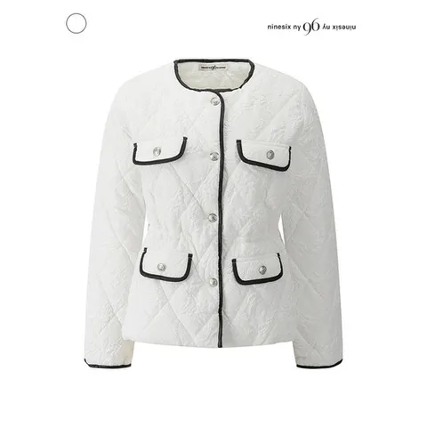 [나인식스뉴욕]실버 버튼 경량 다이아 퀼팅 패딩 점퍼 (NPBJP006