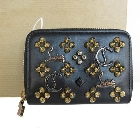 [패피스 중고명품] 크리스찬 루부탱 파네토네 가죽 메탈 블랙 골드 실버 월렛 코인 케이스 (W-WL-LBT-000033)