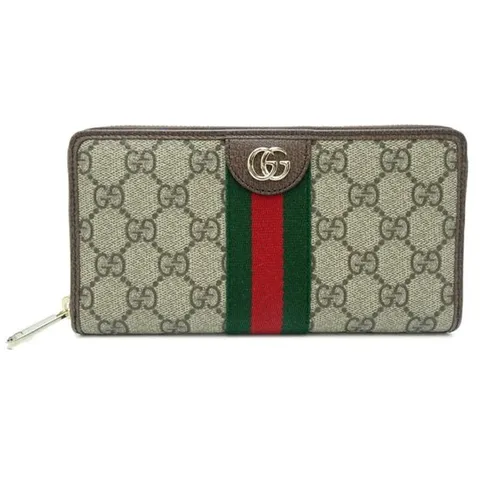 [패피스 중고명품] 구찌 GG 수프림 베이지 집 어라운드 롱 월렛 (W-WL-GUC-002018)