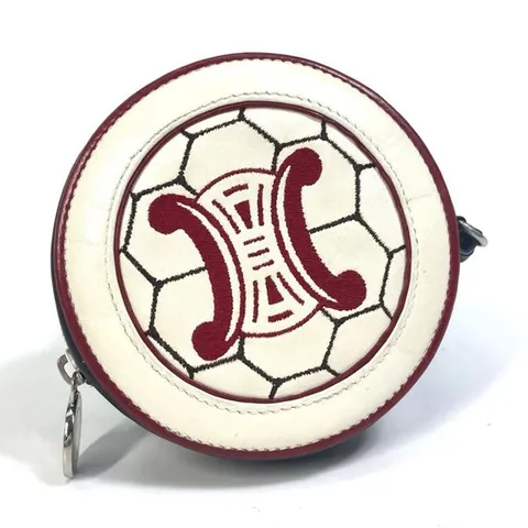 [패피스 중고명품] 셀린느 월렛 코인 퍼스 FIFA 2002 축구공 케이스 가죽 화이트 (W-WL-CEL-000771)