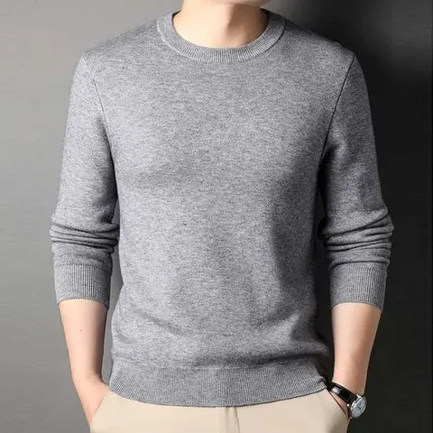 중년 남성 긴팔 라운드 넥 니트 봄 가을 스웨터 코디