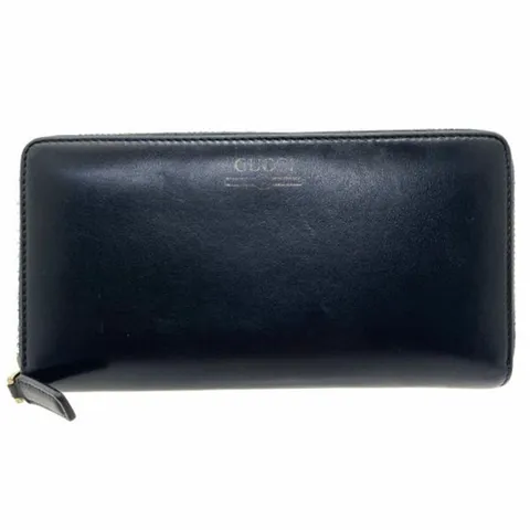 [패피스 중고명품] 구찌 롱 월렛 프린트 집 어라운드 가죽 블랙 (U-WL-GUC-000644)