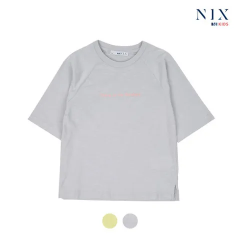 [닉스키즈][닉스키즈] 여아 슬럽싱글 5부 라글란 레터링 티셔츠_
