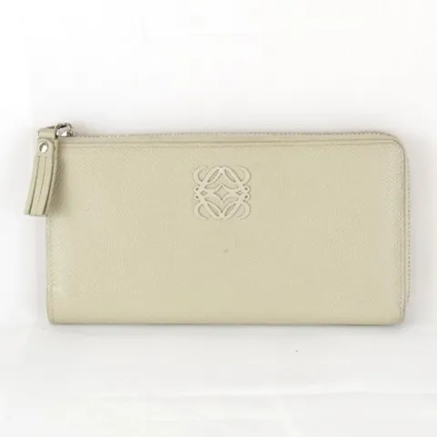 [패피스 중고명품] 로에베 라운드 집 롱 월렛 베이지 가죽 (W-WL-LOE-000380)