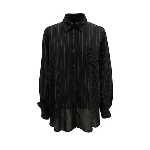 [레코브]뒷절개 스트라이프버튼 셔츠 LK61D9NB535X