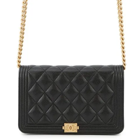 [패피스 중고명품] 샤넬 보이 클래식 코코 마크 체인 월렛 블랙 (W-WL-CHA-003703)