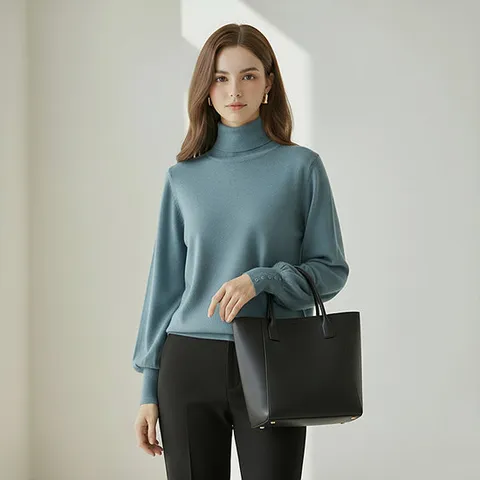 [에이샵] ★9컬러★ 버튼 슬리브 퍼프소매 폴라 니트_ASKN099W25