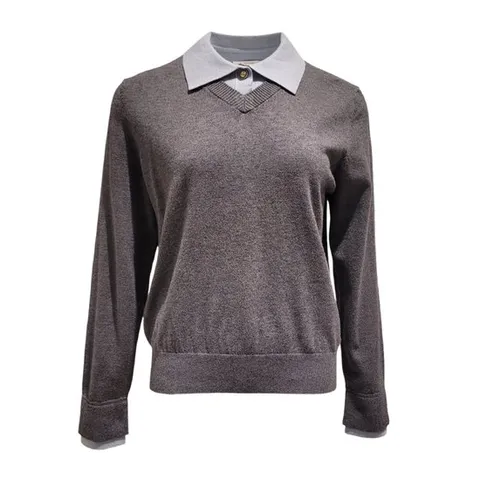 [ 롯데백화점 ][멜본]카라소매 배색 니트_STKR25NP1