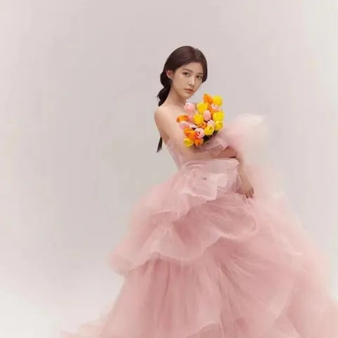 랑잇langit 스튜디오 셀프 웨딩촬영 커플스냅 이브닝 A라인 2부 핑크 유색 드레스