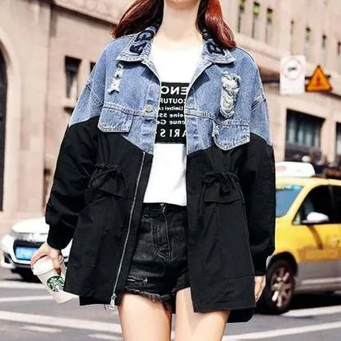 블랙 봄 잠바 여성봄점퍼 여성점퍼 데님 점퍼 여성