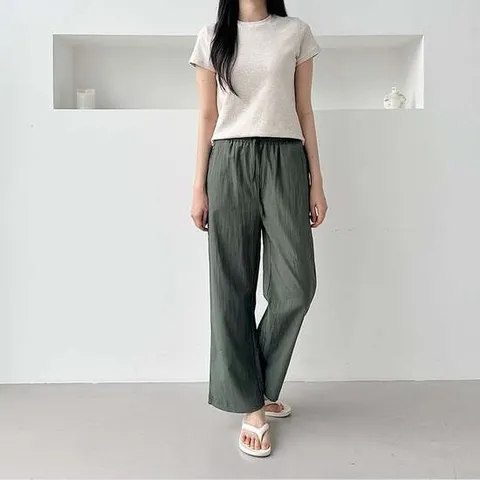 인견 데일리 팬츠 허리밴딩 바지 인견 9부 여성 와이드 일자 여름