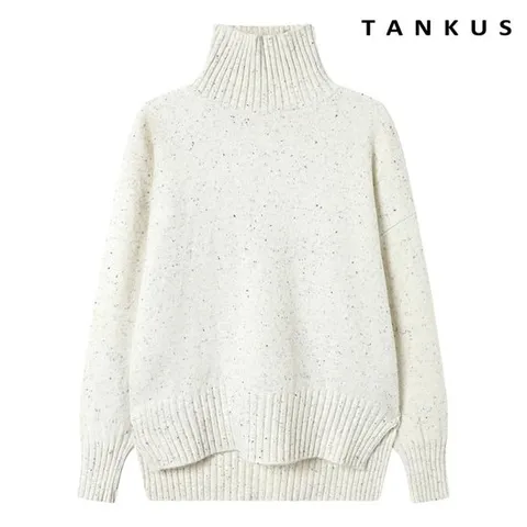 [탱커스]보카시 하이넥 트임 언발 루즈핏 니트 (TX4KP023L0)