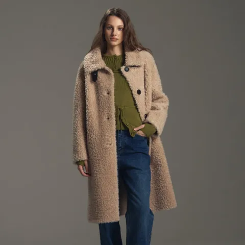 리오벨 25FW 호주산 컬링 양모 롱코트