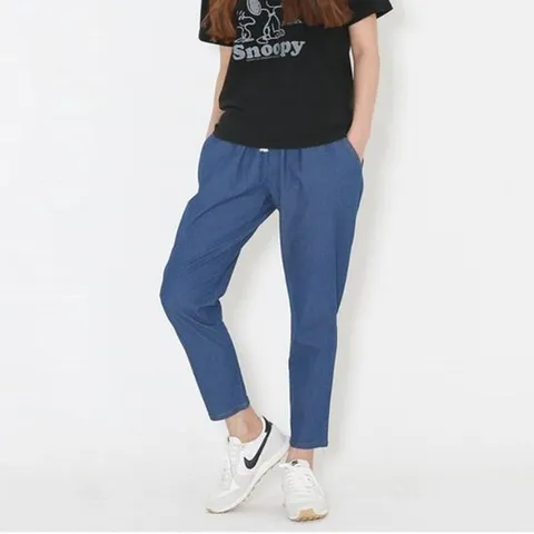 여름 여성 데님 캐주얼 팬츠 허리밴딩 청바지 데님