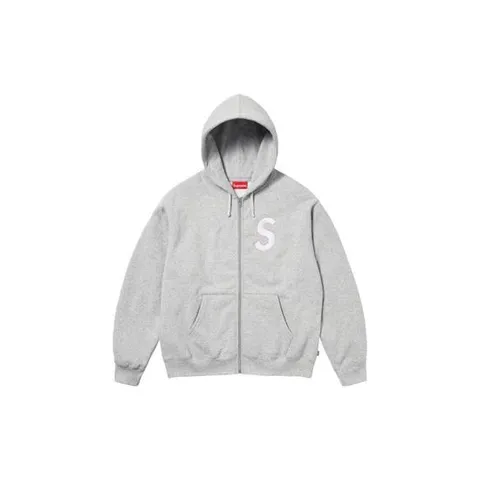 슈프림 S 로고 집업 후드 스웨트셔츠 헤더 그레이   23FW -SUP-SLOZIUPHOSWHEGR23FW