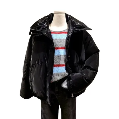 [ 롯데백화점 ][비지트인뉴욕]하이넥 벨벳 크롭 다운 점퍼 VBBDO91