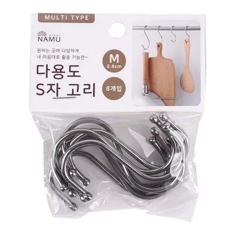 디디샵 S자 고리 다용도 - 중 8매입 디디샵 S자 고리 다용도 소품걸이 모자걸이 가방걸이 조리도구걸이