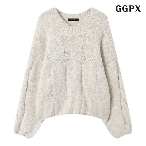 [GGPX] 앙고라 꼬임 브이넥 긴팔 니트 (GPDKT034D)