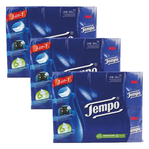 템포 티슈 휴대용 여행용 행키 갑티슈 4겹 10매 30개입X3개(900매)