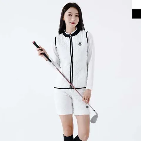 보온 스판 골프옷 여자퀄팅조끼 반바지세트