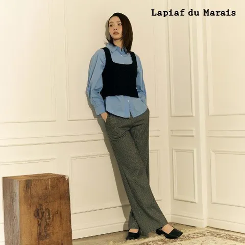 라삐아프 25FW 윈터 기모 헤링본 팬츠 1종 블랙