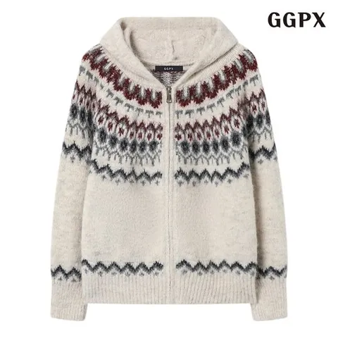 [GGPX]빈티지 후드 노르딕 집업 니트 가디건 (GPDCK045D)