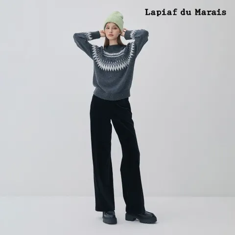 라삐아프 25FW 코듀로이 와이드 팬츠 1종 블랙/카멜