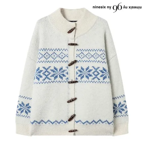[나인식스뉴욕]더플 눈꽃 노르딕 오버핏 니트 가디건 (NP4CK044L0)