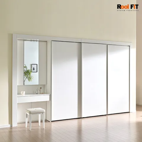 화이트매트 슬라이딩 화장대 붙박이장_330cm (11자)