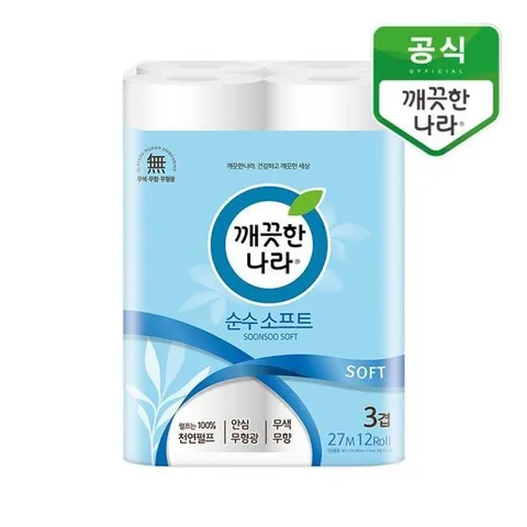 [마트인코리아_MIK]깨끗한나라 순수 소프트 27m 12롤