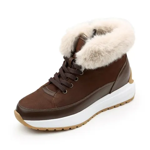 [ 롯데백화점 ]금강 랜드로바 여성 키높이 퍼트리밍 스니커즈 앵클부츠 LANBOS5938WS3 브라운