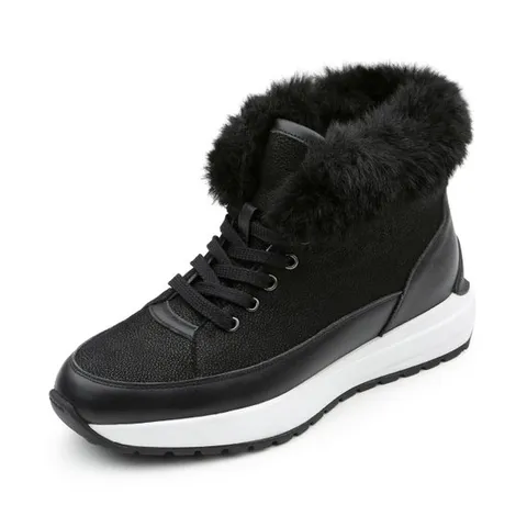 [ 롯데백화점 ]금강 랜드로바 여성 키높이 퍼트리밍 스니커즈 앵클부츠 LANBOS5938WS1 블랙